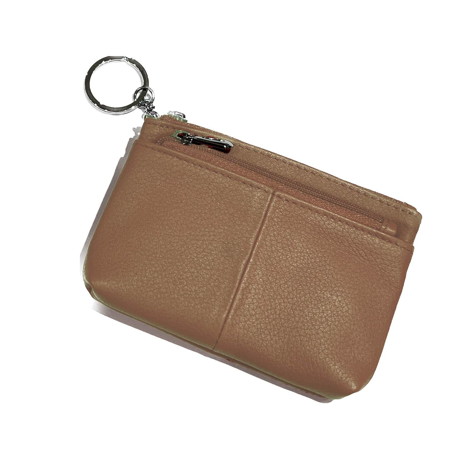 Leather Zip Coin Purse Tan - Italian Leather