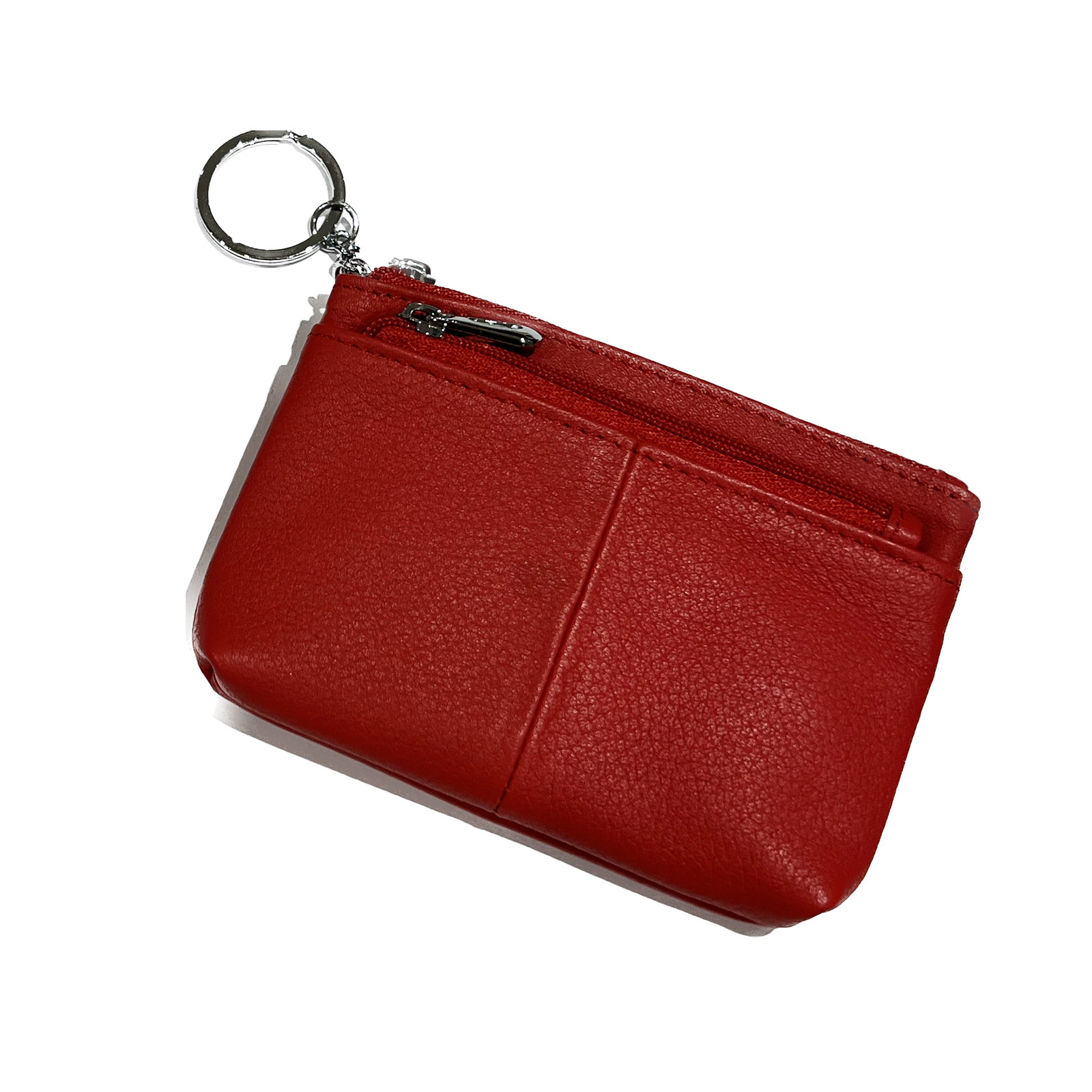 Leather Zip Coin Purse Black - Italian Leather